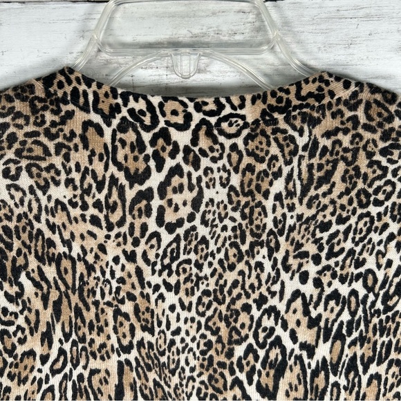 Chico's Leopard Animal Print Long Open Front Cardigan Sweater Size 3 XL - Picture 6 of 9